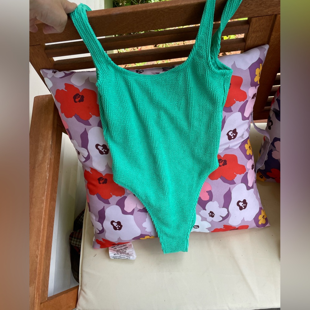 Mint Green Ribbed Bathing Suit